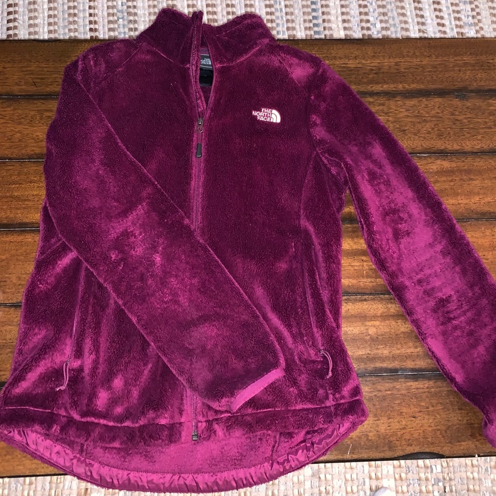 magenta fleece North Face jacket